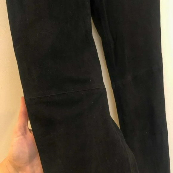 NEW Deadwood Pheonix Recycled Leather Black Suede High Waist Straight Leg Pants - Picture 5 of 10